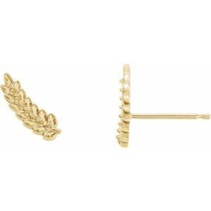 14K Yellow Gold Right Leaf Ear Climber Mounting