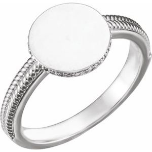 14K White Gold .06 CTW Natural Diamond Signet Ring