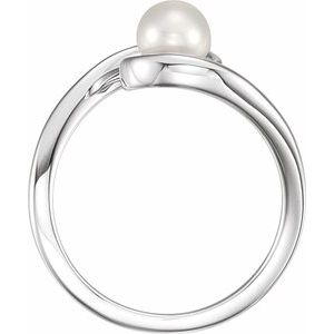 Platinum 5.5-6.0 mm Cultured White Freshwater Pearl Ring