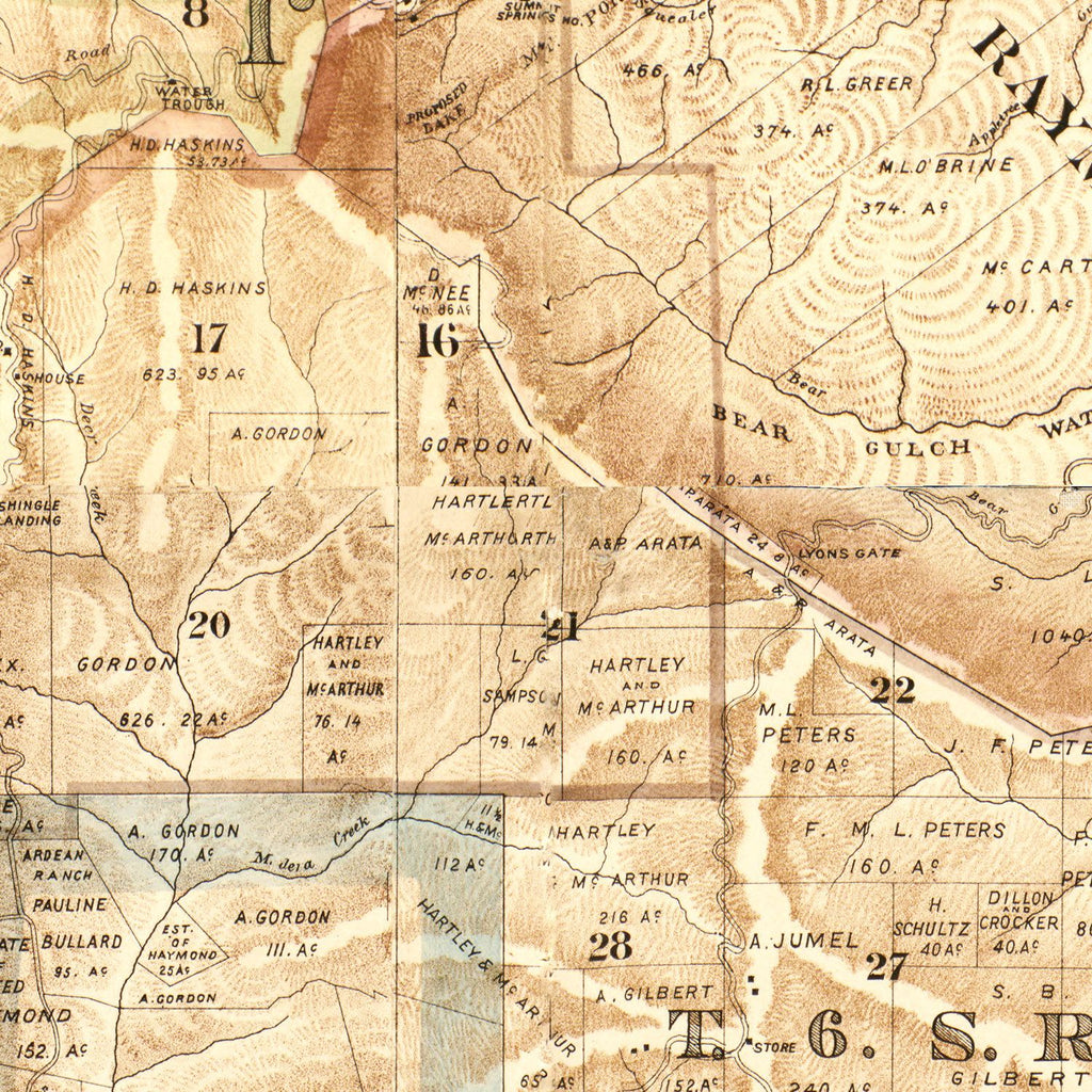 Vintage Map of San Mateo County, California 1894