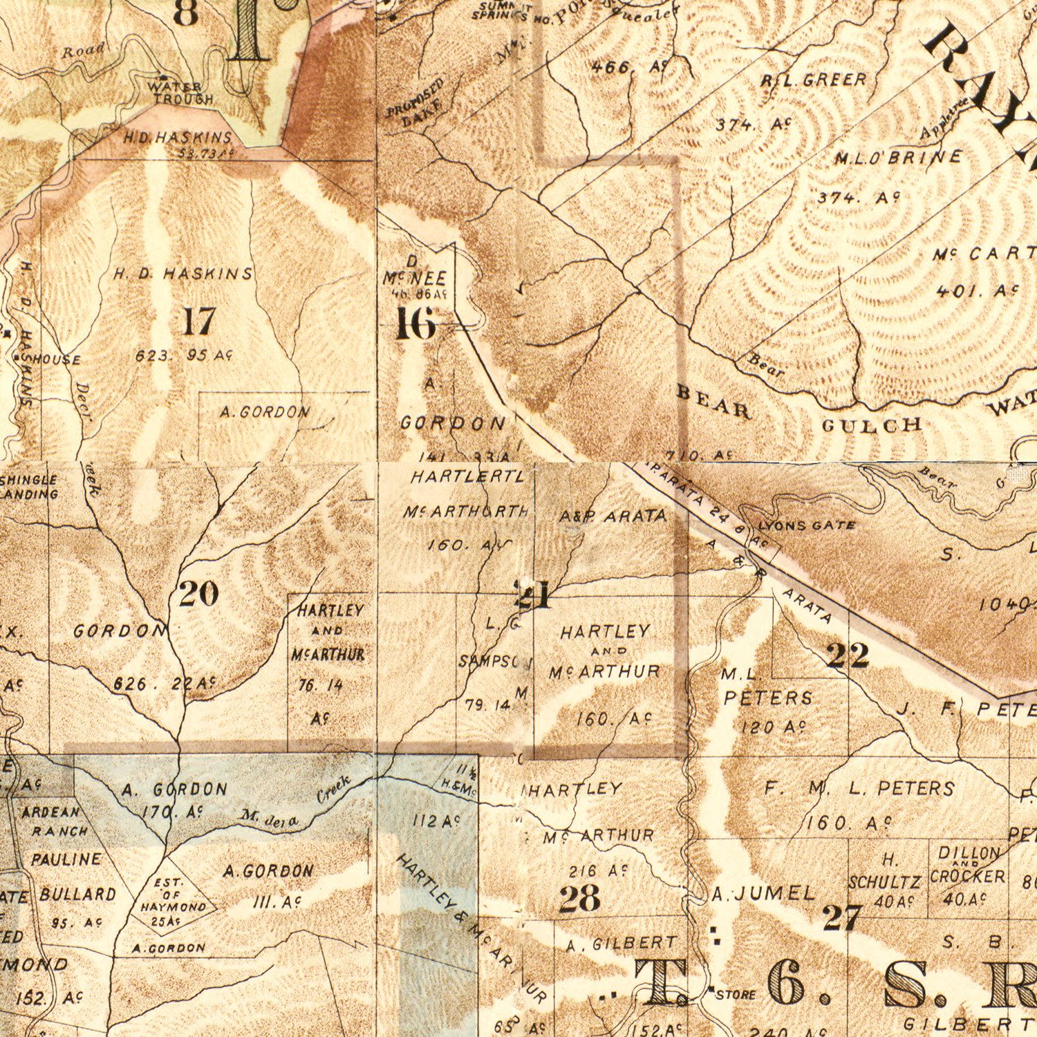 Vintage Map of San Mateo County, California 1894