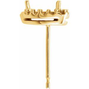 14K Yellow Gold 5 mm Trillion 3-Prong Halo-Style Earring Mounting – image 2