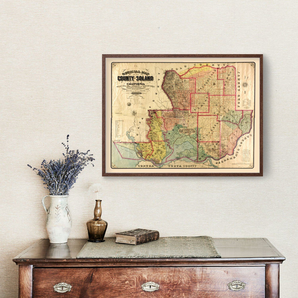 Vintage Map of Solano County, California 1890