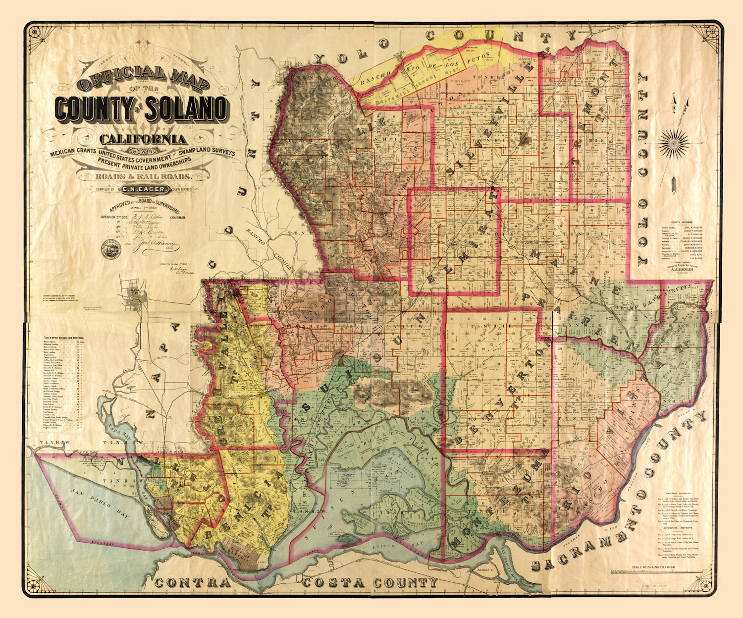 Vintage Map of Solano County, California 1890