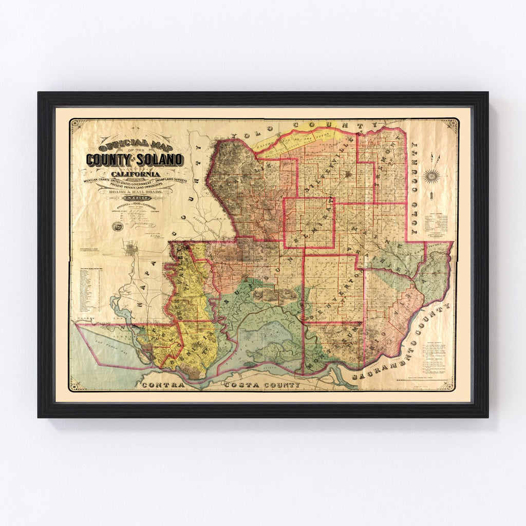 Vintage Map of Solano County, California 1890