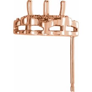 14K Rose Gold 5 mm Cushion Earring Mounting – image 2