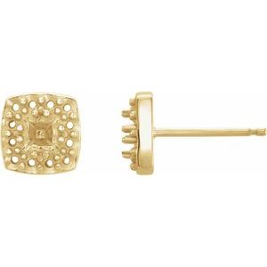 14K Yellow Gold 3 mm Square Halo-Style Earring Mounting