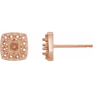 14K Rose Gold 3 mm Square Halo-Style Earring Mounting