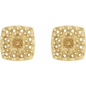 14K Yellow Gold 3 mm Square Halo-Style Earring Mounting – image 2