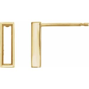 14K Yellow Gold 4x2 mm Straight Baguette Earring Mounting