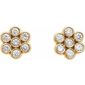 14K Yellow Gold 1/4 CTW Natural Diamond Cluster Earrings – image 2