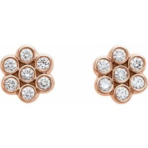 14K Rose Gold 1/4 CTW Natural Diamond Cluster Earrings – image 2