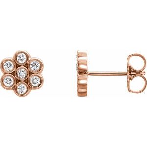 14K Rose Gold 1/4 CTW Natural Diamond Cluster Earrings