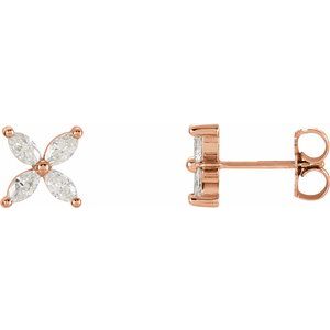 14K Rose Gold 1/2 CTW Natural Diamond Cluster Earrings