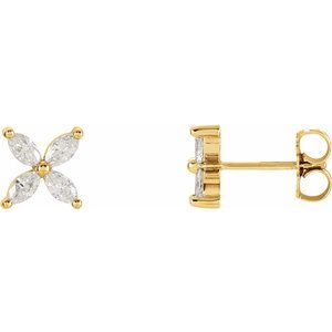 14K Yellow Gold 1/2 CTW Natural Diamond Cluster Earrings