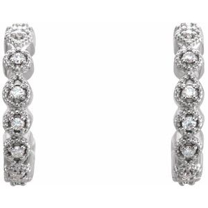 14K White Gold .08 CTW Natural Diamond 11.2 mm Hoop Earrings – image 2
