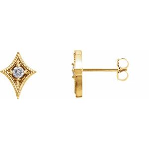 14K Yellow Gold 1/8 CTW Natural Diamond Geometric Earrings