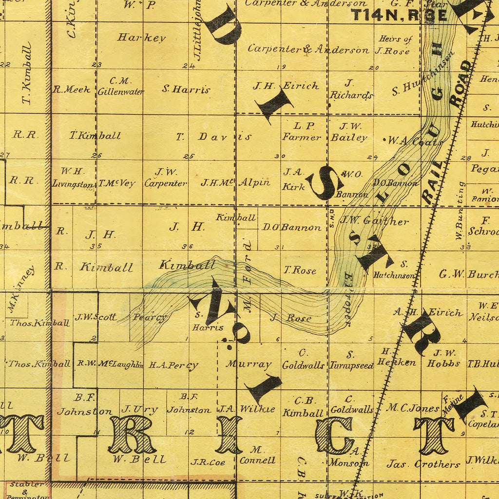 Vintage Map of Sutter County, California 1873