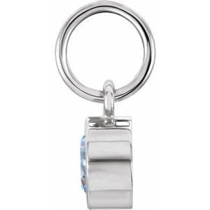 14K White Gold Posh Mommy® Imitation Aquamarine Charm/Pendant – image 2