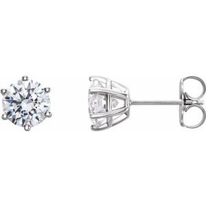 Platinum 3 mm Round 6-Prong Stud Earring Mounting – image 2