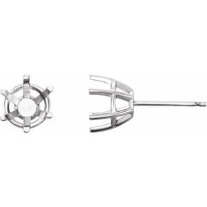 14K White Gold 10 mm Round 6-Prong Stud Earring Mounting