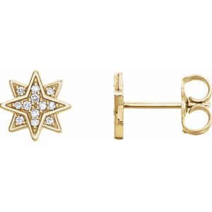 14K Yellow Gold .08 CTW Natural Diamond Star Earrings