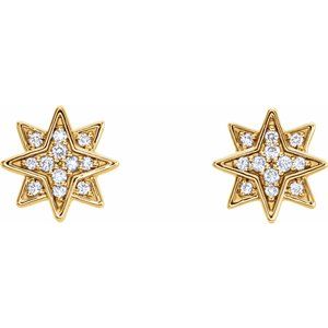 14K Yellow Gold .08 CTW Natural Diamond Star Earrings