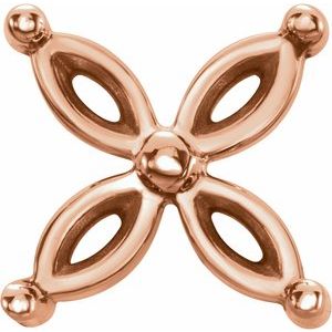 14K Rose Gold 4x2 mm Marquise Cluster Earring Mounting