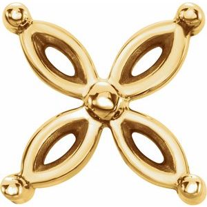 14K Yellow Gold 4x2 mm Marquise Cluster Earring Mounting