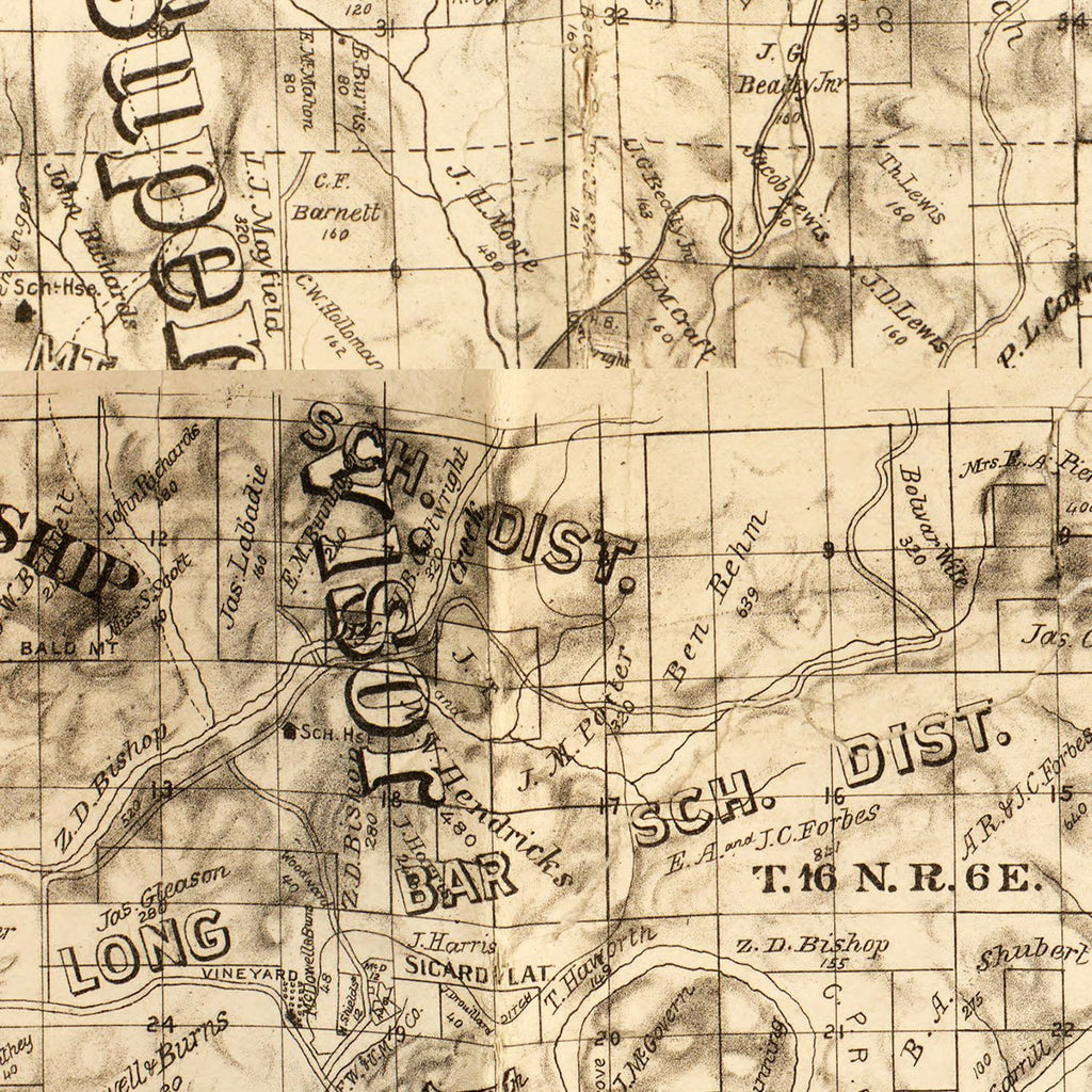 Vintage Map of Yuba County, California 1887
