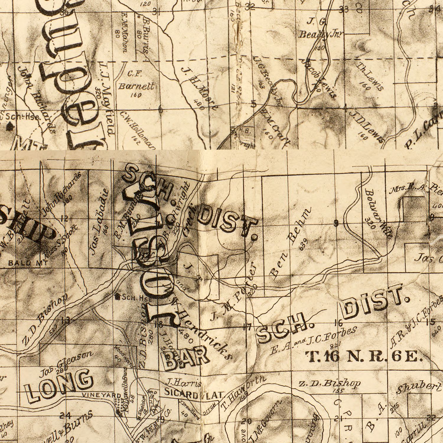 Vintage Map of Yuba County, California 1887