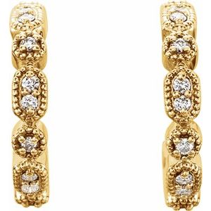 14K Yellow Gold 1/8 CTW Natural Diamond 13.36 mm Hoop Earrings