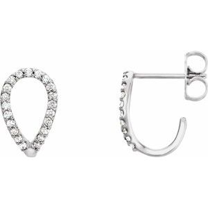 14K White Gold 1/5 CTW Natural Diamond Geometric J-Hoop Earrings