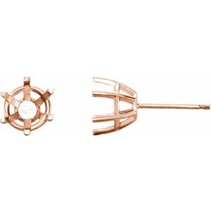14K Rose Gold 9 mm Round 6-Prong Stud Earring Mounting