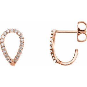 14K Rose Gold 1/5 CTW Natural Diamond Geometric J-Hoop Earrings