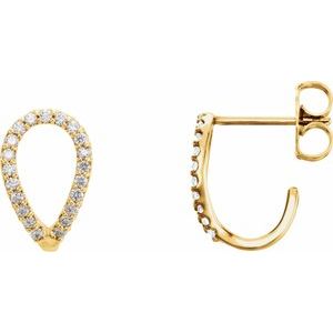 14K Yellow Gold 1/5 CTW Natural Diamond Geometric J-Hoop Earrings
