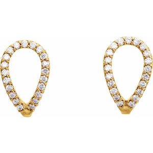 14K Yellow Gold 1/5 CTW Natural Diamond Geometric J-Hoop Earrings