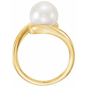 14K Yellow Gold 9.5-10 mm Cultured White Freshwater Pearl Ring