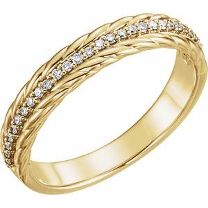 14K Yellow Gold 1/6 CTW Natural Diamond Rope Ring