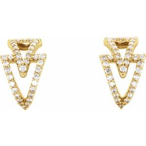 14K Yellow Gold 1/4 CTW Natural Diamond Geometric Hoop Earrings