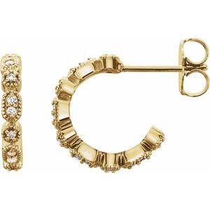 14K Yellow Gold 1/8 CTW Natural Diamond 13.36 mm Hoop Earrings
