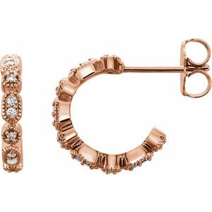 14K Rose Gold 1/8 CTW Natural Diamond 13.36 mm Hoop Earrings