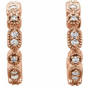 14K Rose Gold 1/8 CTW Natural Diamond 13.36 mm Hoop Earrings