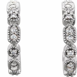 Sterling Silver 1/8 CTW Natural Diamond 13.36 mm Hoop Earrings