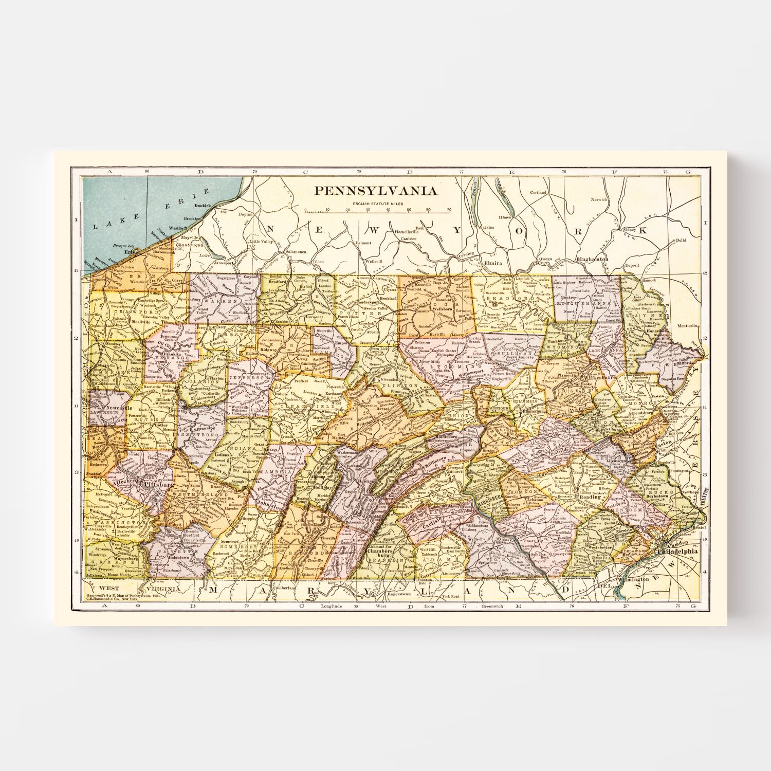 Vintage Map of Pennsylvania 1903