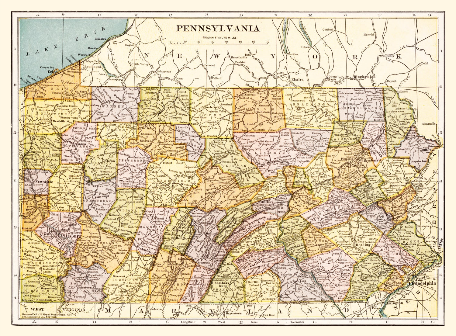 Vintage Map of Pennsylvania 1903