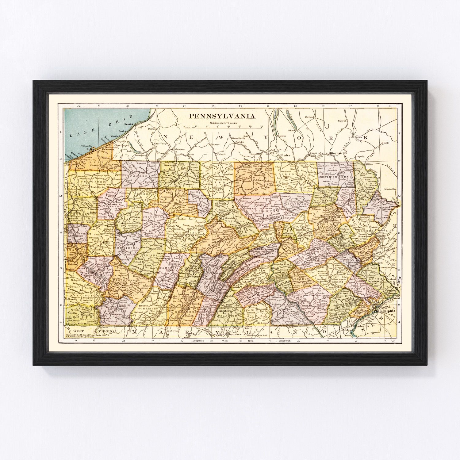 Vintage Map of Pennsylvania 1903