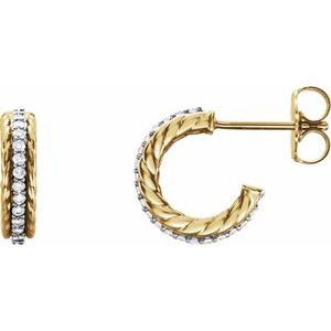 14K Yellow/White Gold 1/5 CTW Natural Diamond Rope Hoop Earrings