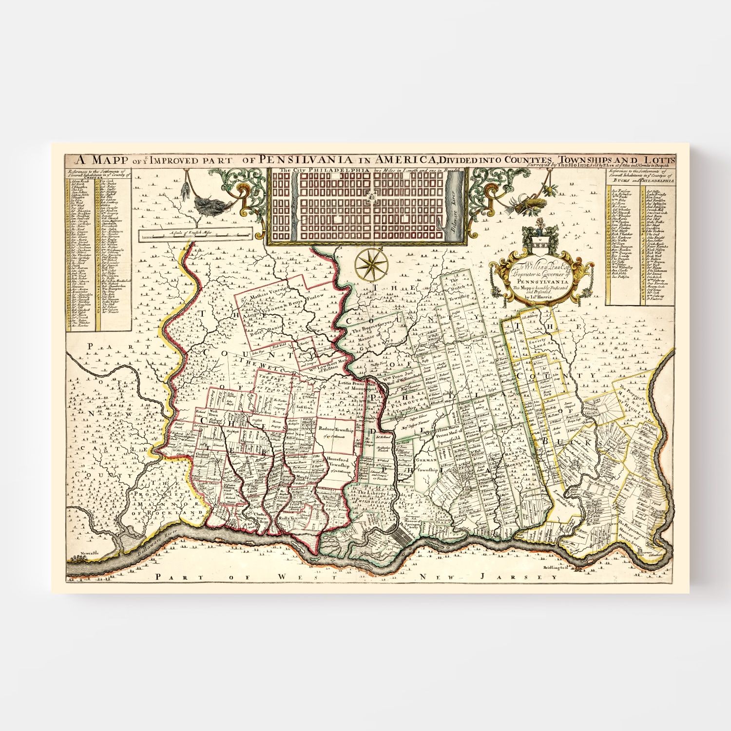 Vintage Map of Pennsylvania 1687