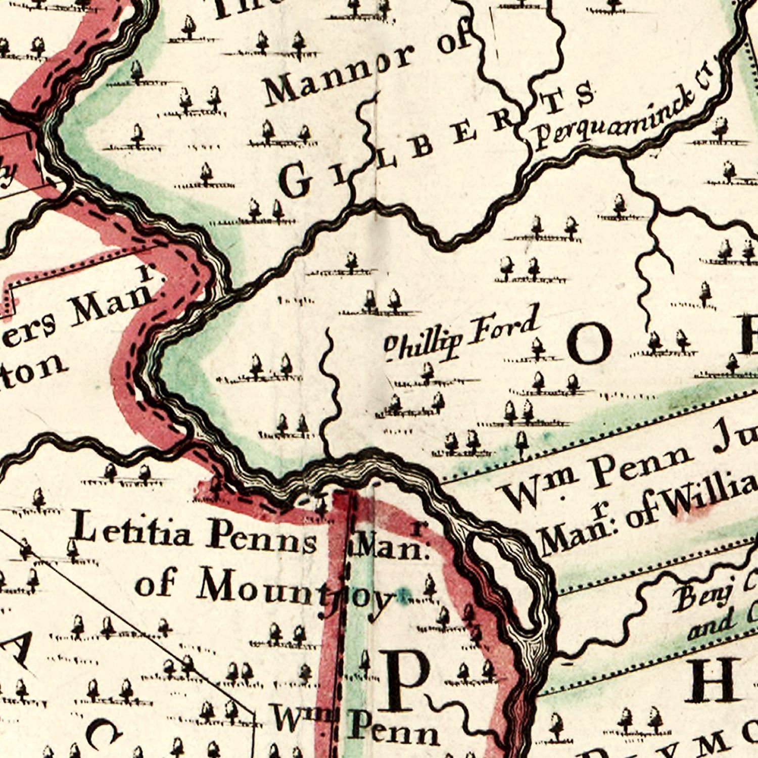 Vintage Map of Pennsylvania 1687